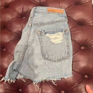 GRLFRND Distressed Light Blue Denim Cutoffs
